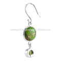 Beautiful Green Copper Turquoise E Peridot Gemstone 925 Sterling Silver Earring